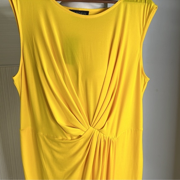 Eloquii Yellow Asymmetrical Ruched Midi Dress - Picture 2 of 8